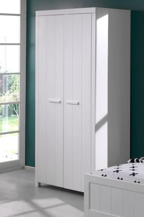 Set Complet Cameră Copii ERIK: Pătuț Transformabil 60x120 - 90x200 cm, Comodă, Masă de Înfășat și Dulap 2 Uși, Alb – Vipack