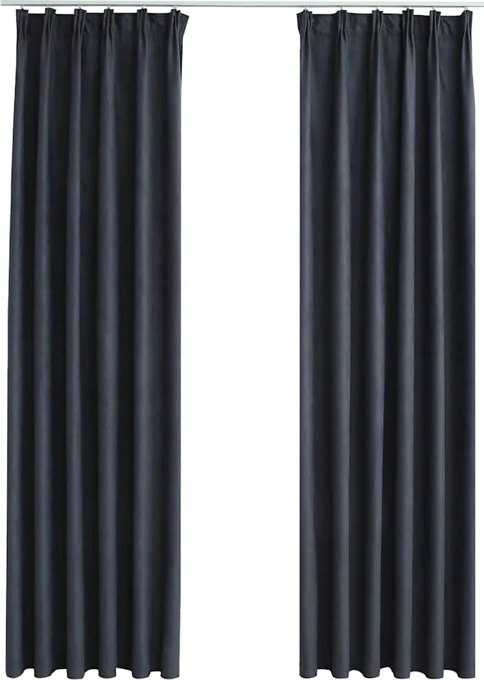 vidaXL Draperii opace cu cârlige, 2 buc., antracit, 140 x 225 cm
