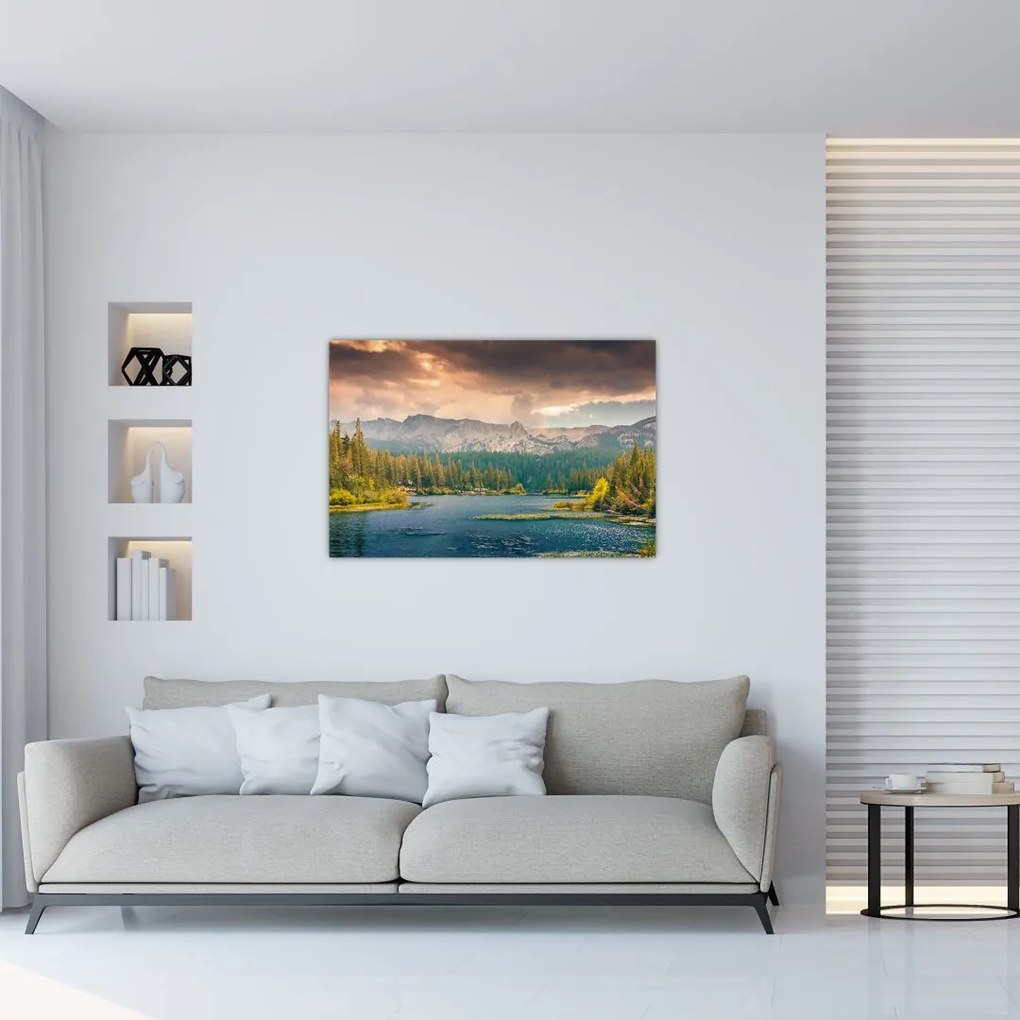 Tablou cu râu montan și munți (90x60 cm)