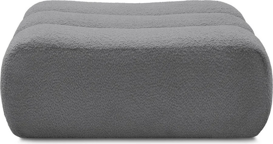 Taburet gri cu tapițerie din țesătură bouclé Azra – Bobochic Paris