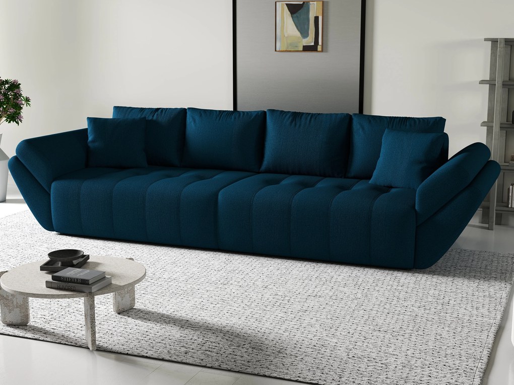 Canapea extensibilă dumonde cu ladă de depozitare si sezut confortabil din spuma high-density, Berlin Enjoy Petrol 300x100 cm