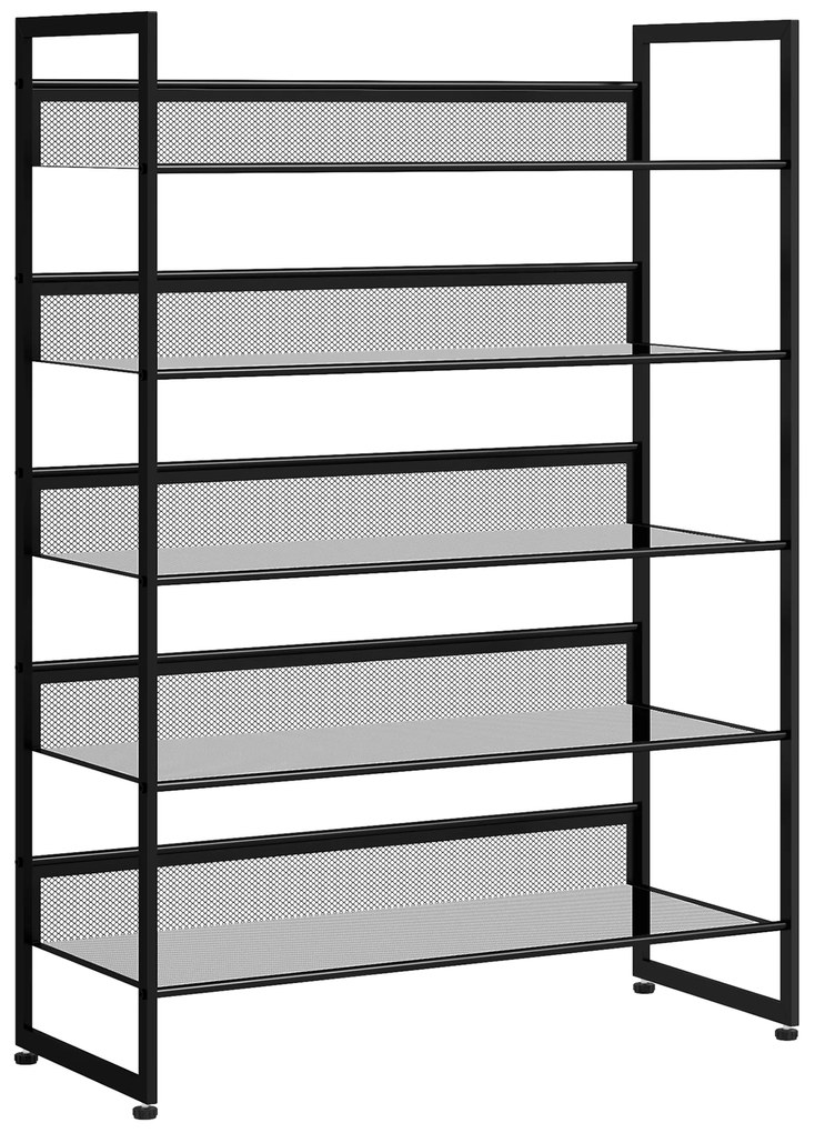 HOMCOM Suport pantofi, suport pantofi, raft pentru pantofi, 5 nivele, 72 cm x 30 cm x 102 cm, negru | Aosom Romania