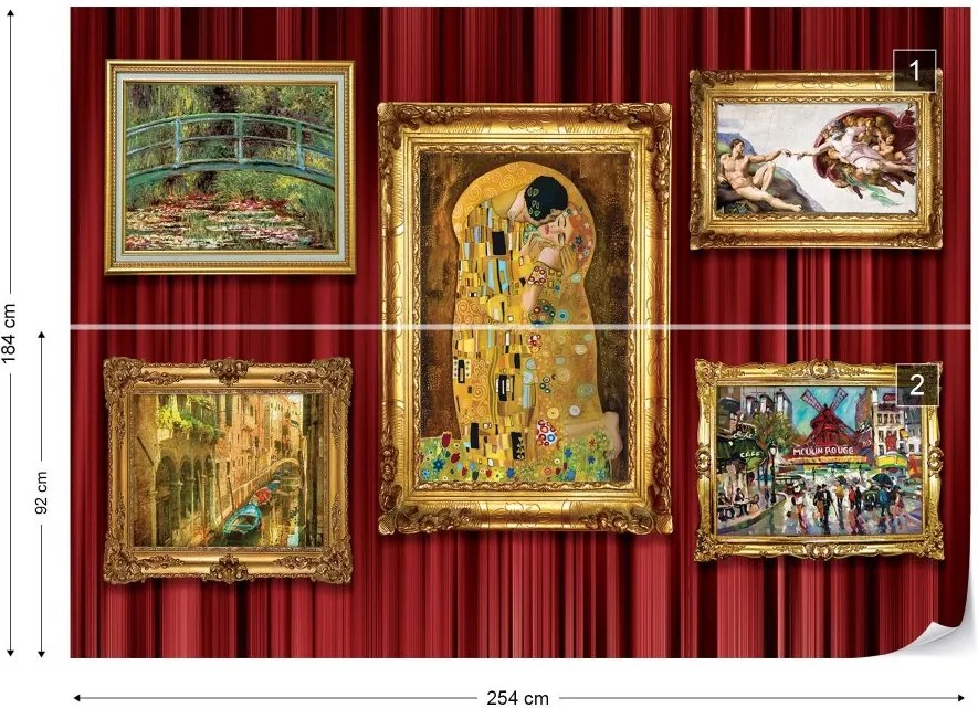 Fototapet GLIX - Paintings Art Red Curtain Background + adeziv GRATUIT Tapet nețesute - 254x184 cm