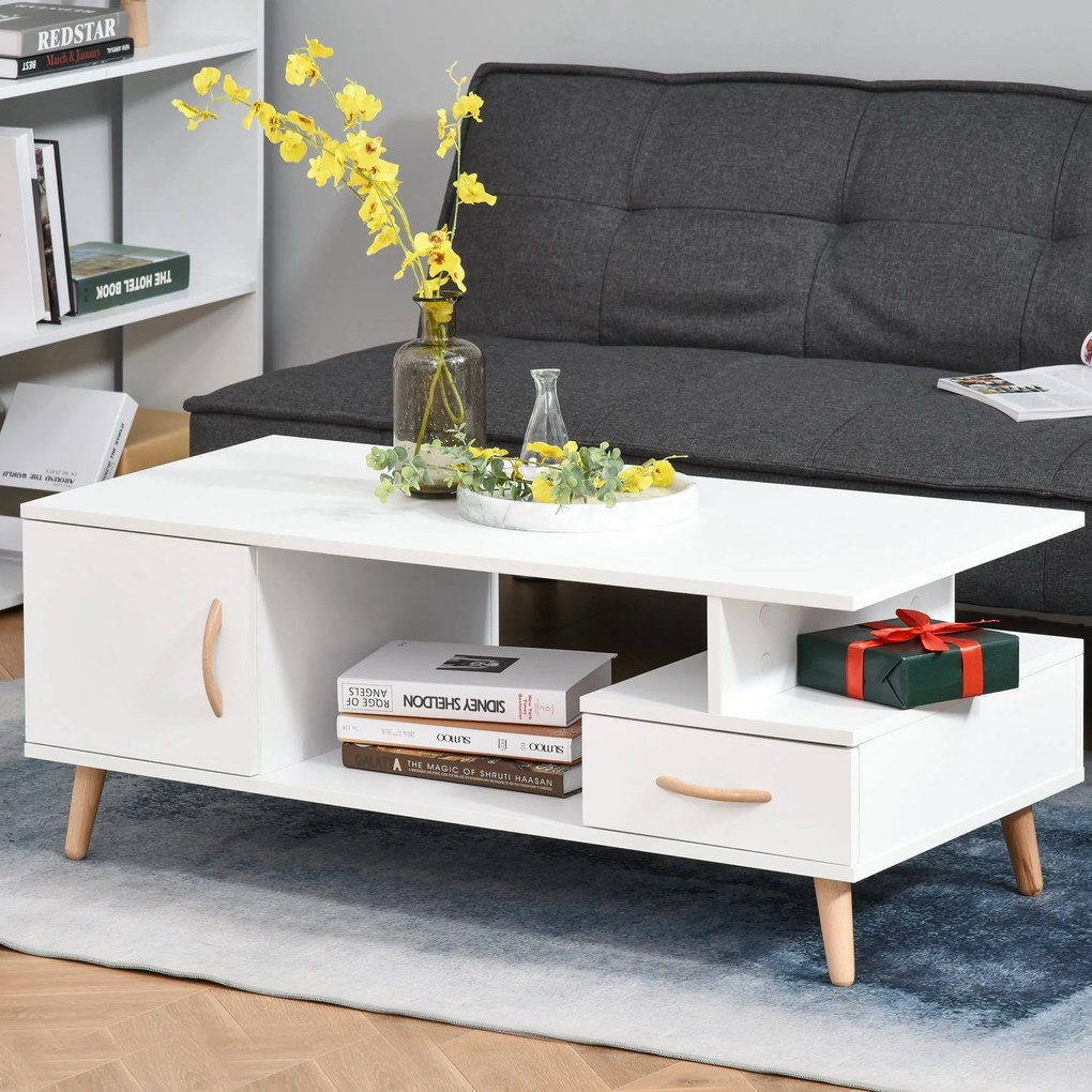 Masuta de sufragerie HOMCOM cu usa si sertar, 100x50x40cm | Aosom RO