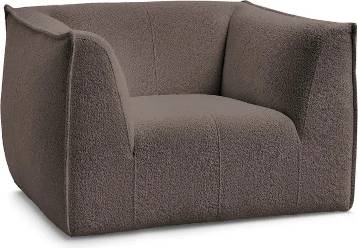 Fotoliu maro cu tapițerie din țesătură bouclé Giorgia – Bobochic Paris