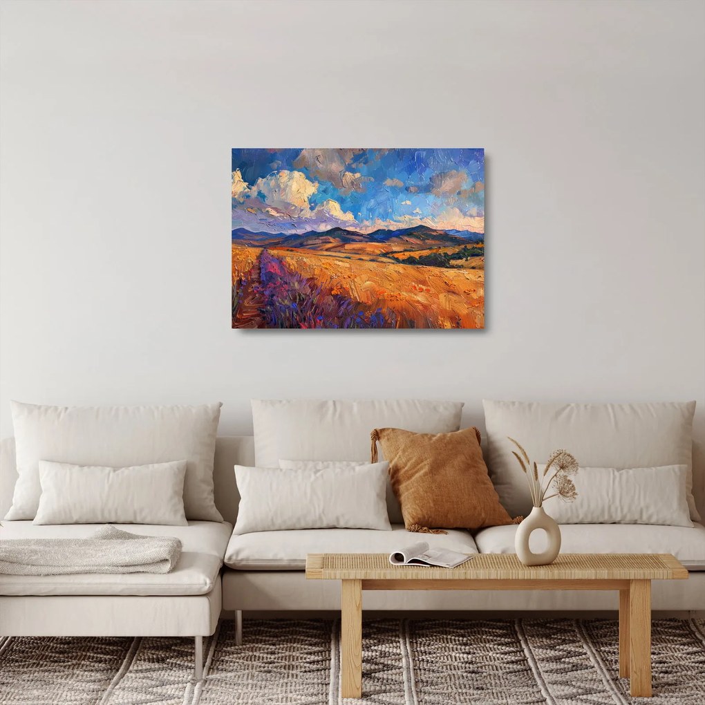 Tablou pe sticlă - Pictură în ulei de peisaj (70x50 cm)