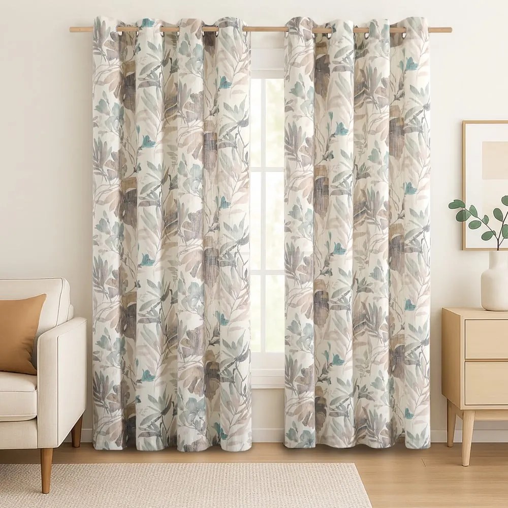 Draperie crem/albastru prăfuit 135x250 cm Celesta – Restilo
