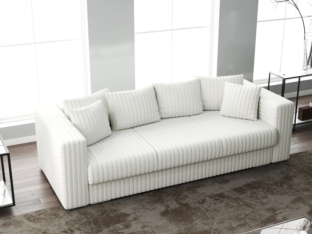 Canapea extensibilă dumonde cu ladă de depozitare si sezut confortabil din spuma high-density, Gloria Ambience Ivory 240x100 cm