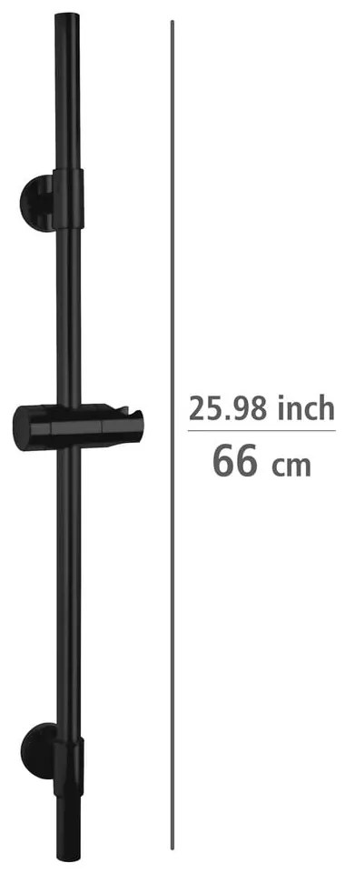 Tijă de duș neagră de montat pe perete din oțel inoxidabil 66 cm Basic – Wenko