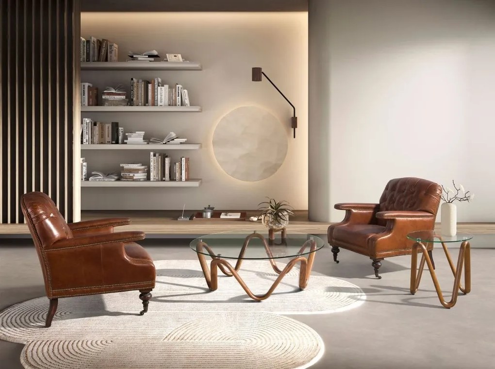 Fotoliu design italian, Piele Naturala, Chesterfield 5163