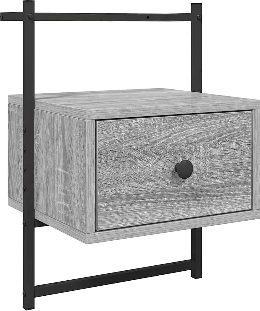 vidaXL Noptieră de perete, gri sonoma, 35x30x51 cm, lemn prelucrat