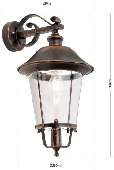 Lampă de perete de exterior Orion AL 11K/360.01 KENZO 1xE27/100W/230V IP44 bronz/patină