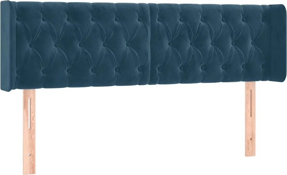 vidaXL Tăblie pat cu aripioare albastru închis 147x16x78/88 cm catifea