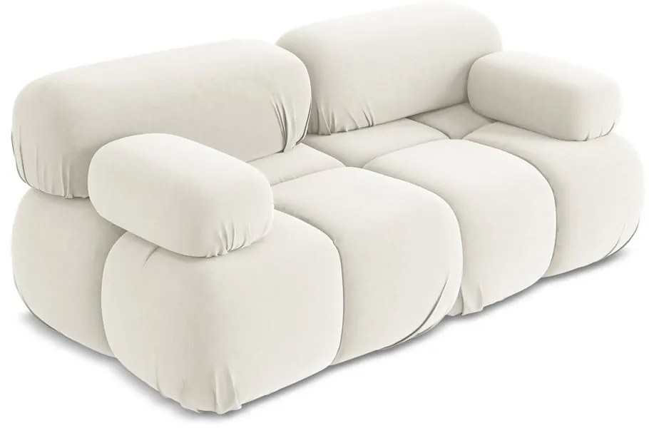 Canapea modulară albă cu tapițerie din catifea 190 cm Lokua – Makamii