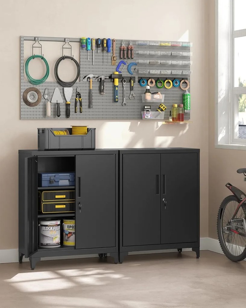 Dulap de depozitare din metal, Songmics, Gri, 80 x 40 x 90 cm