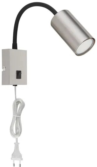 Lampă de perete flexibilă ROBBY 1xGU10/25W/230V neagră/crom Globo 57911W