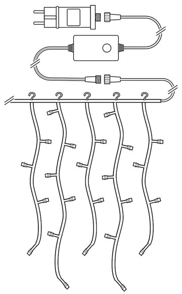 Perdea LED de Crăciun 200xLED/8 funcții 6m IP65 Wi-Fi Tuya cald Nedis WIFILXC01W200