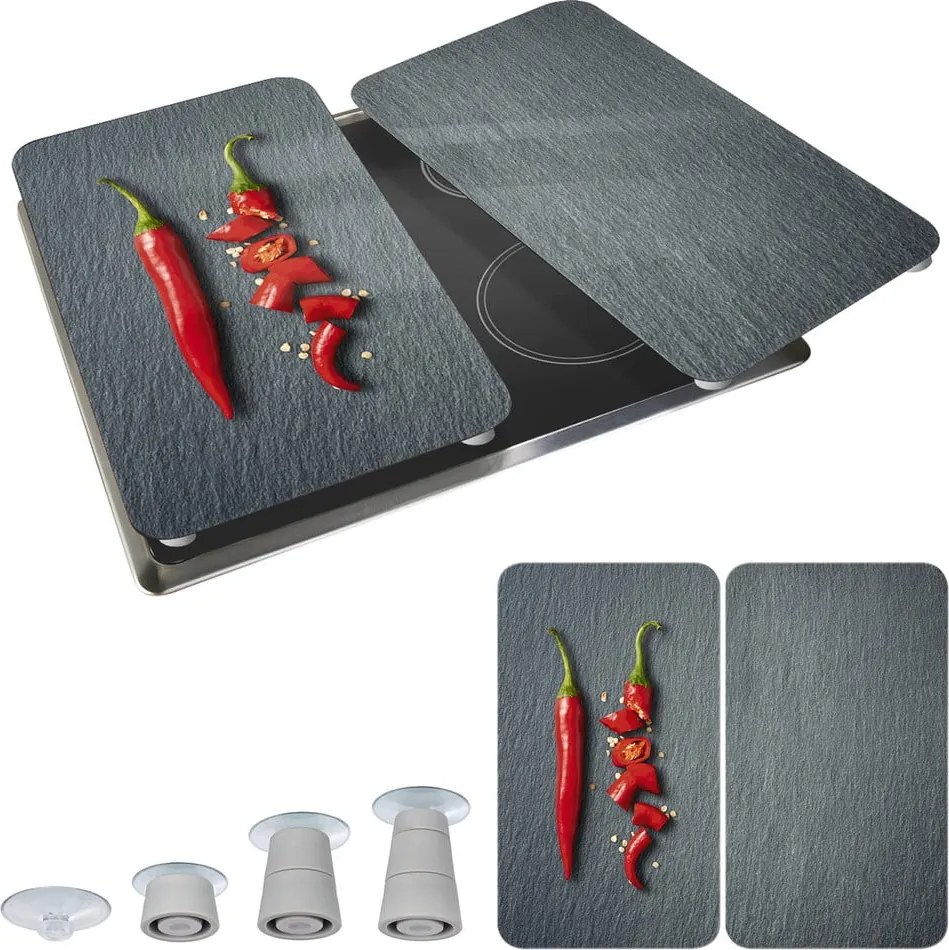 Set 2 protecții din sticlă pentru aragaz Wenko Cayenne, 52 x 30 cm
