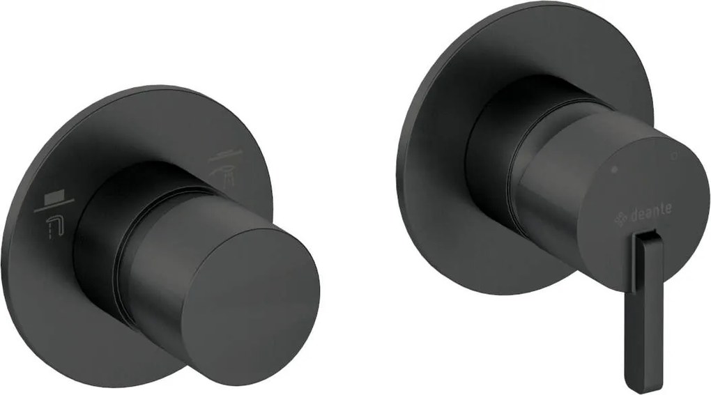 Baterie pentru dus, negru, orizontal, cu comutator, pentru corp ingropat, Deante Silia Negru