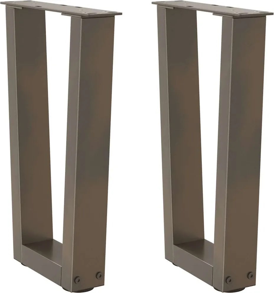 vidaXL Picioare pentru măsuță de cafea în formă de V, 2 buc., oțel natural, 28 x (42-43,3) cm