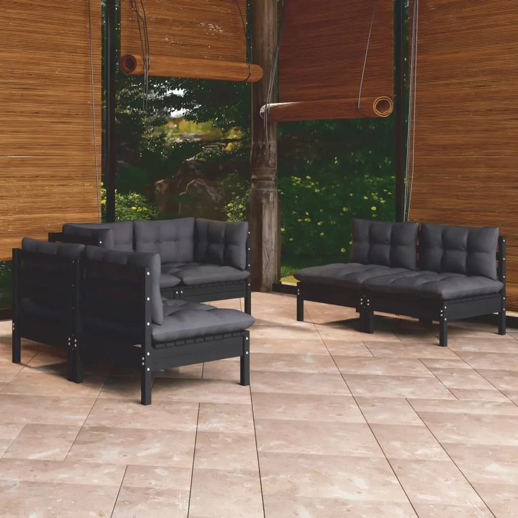 3096212 vidaXL Set mobilier de grădină cu perne, 6 piese, lemn masiv de pin