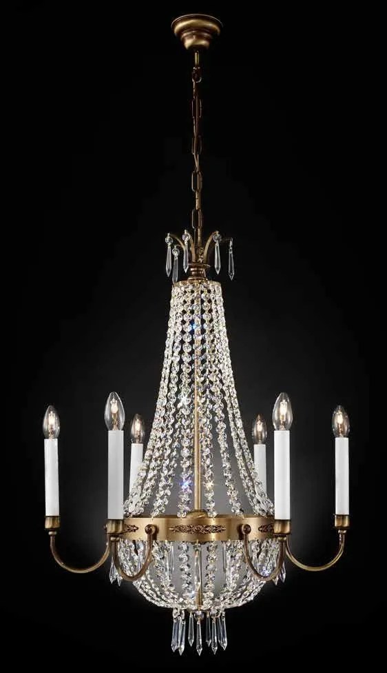 Candelabru clasic din alama decorat cu cristale Asfour Empire dia 62cm, antique brass