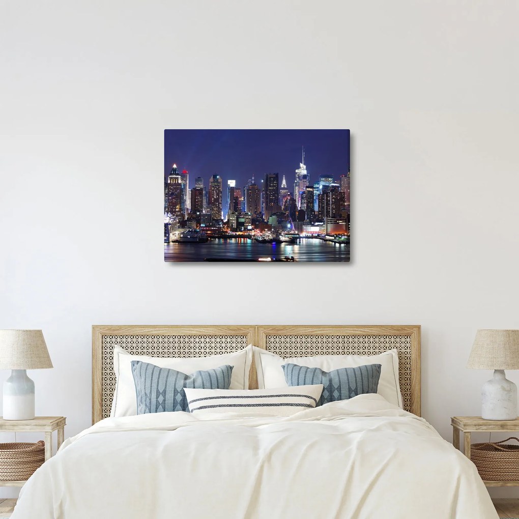 Tablou - Zgârie-nori din New York iluminate (70x50 cm)