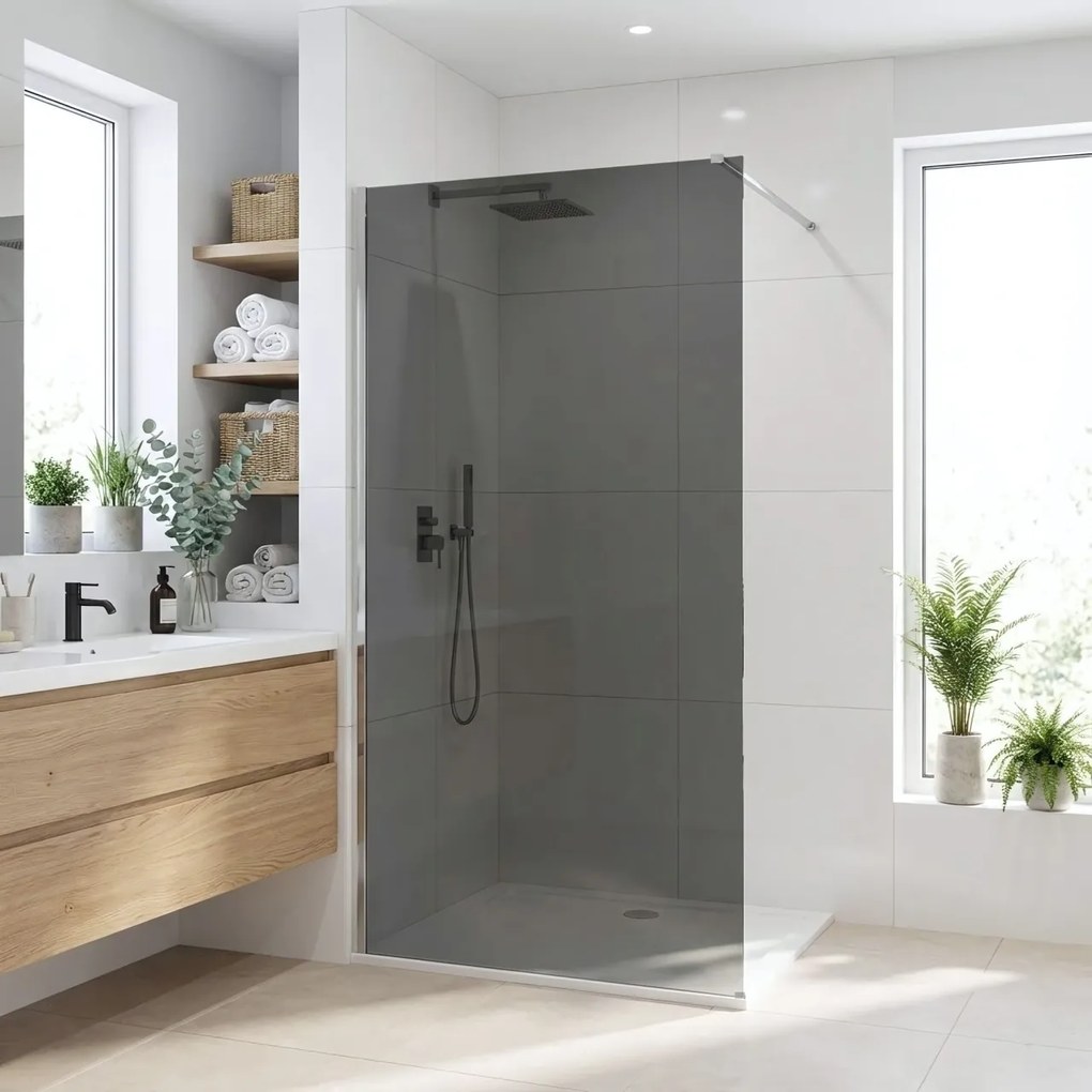 Paravan de dus Rea Flexi Grey / Chrome 100