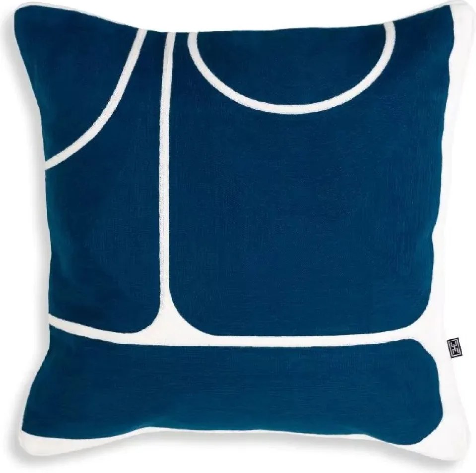 Perna decorativa design LUX Sabrosa 50x50cm, albastru/ alb