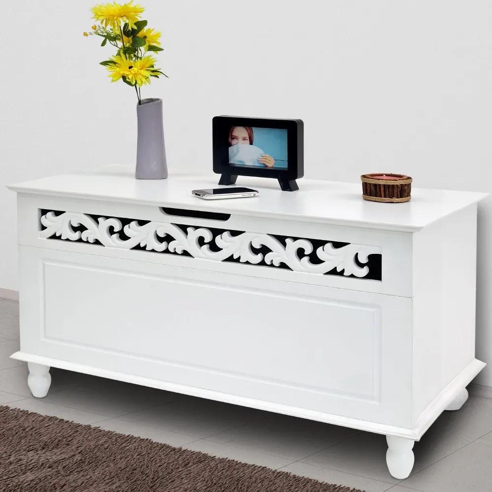 Ladă din lemn JERSEY, 80x40x48cm, alb Casaria