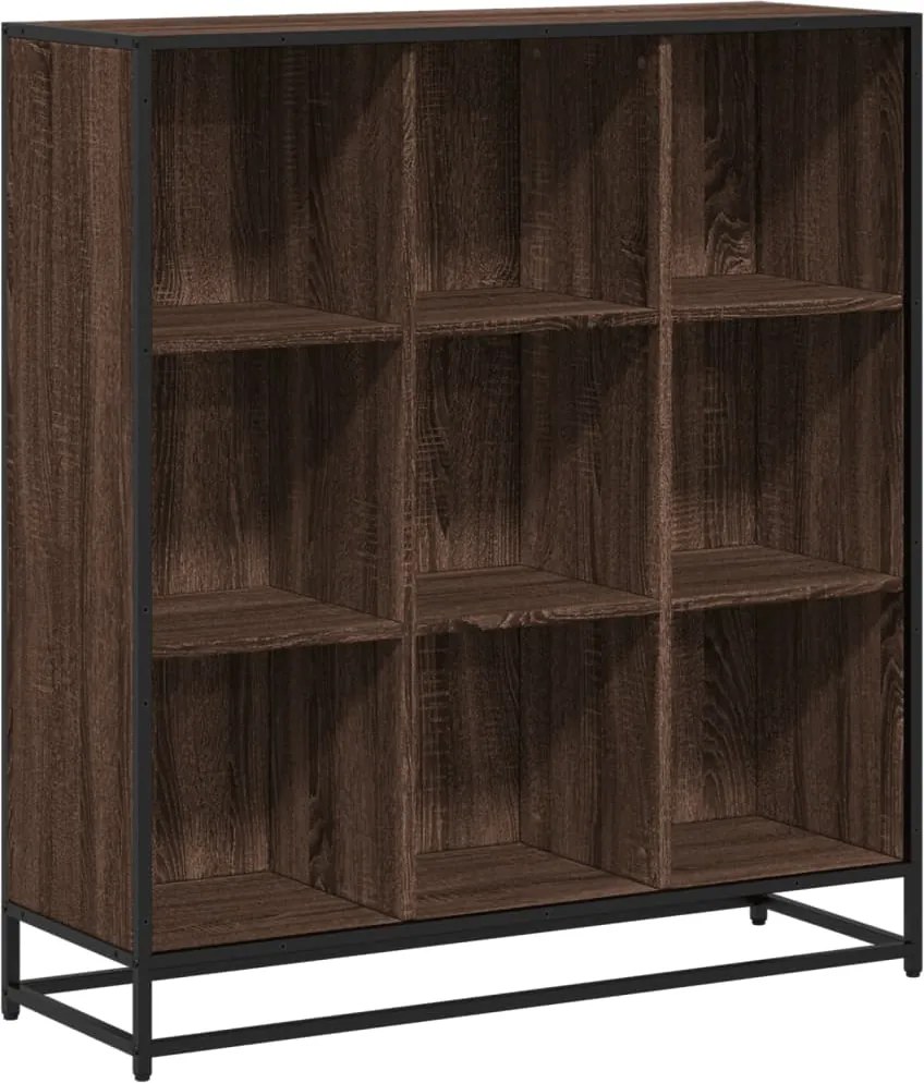 vidaXL Bibliotecă, stejar maro, 97,5x33x107,5 cm, lemn prelucrat/metal