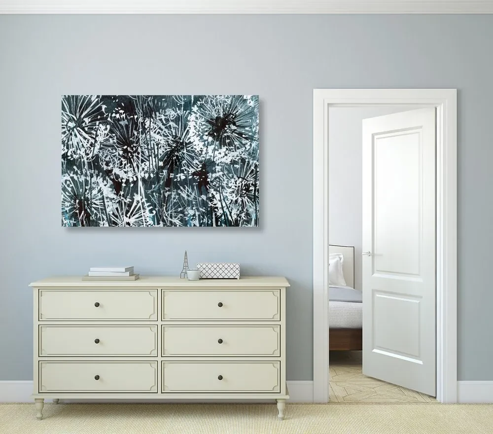 Tablou păpădie cu elemente abstracte