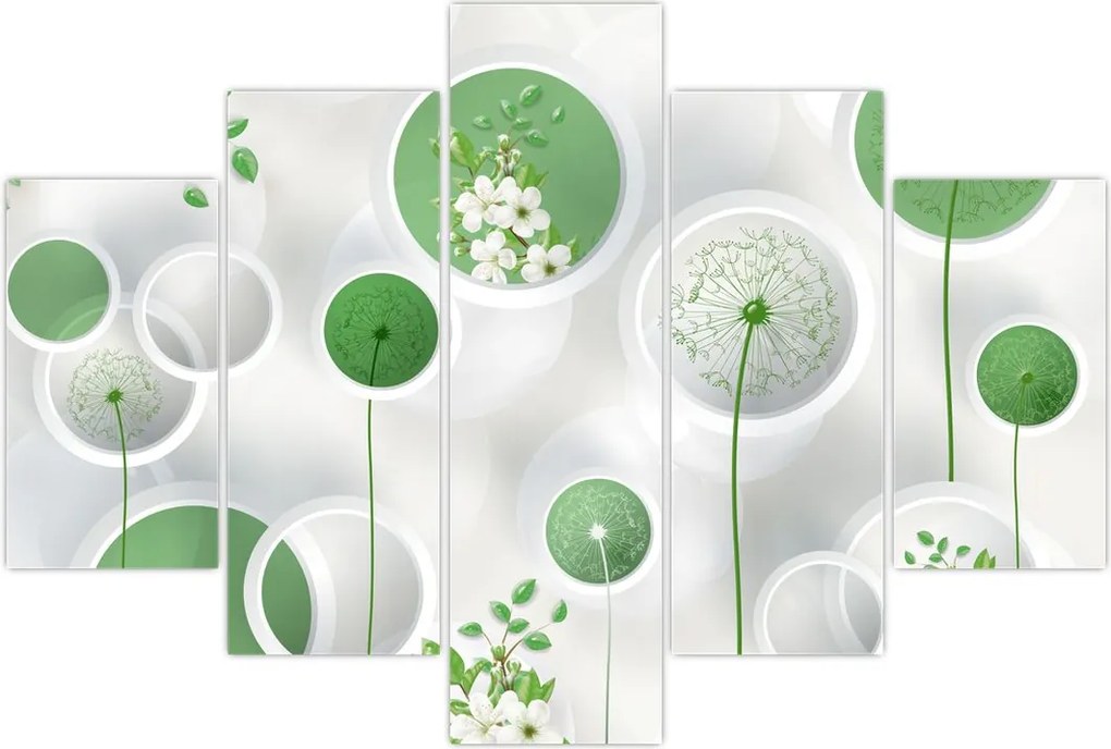 Tablou - Flori în cercuri (150x105 cm)