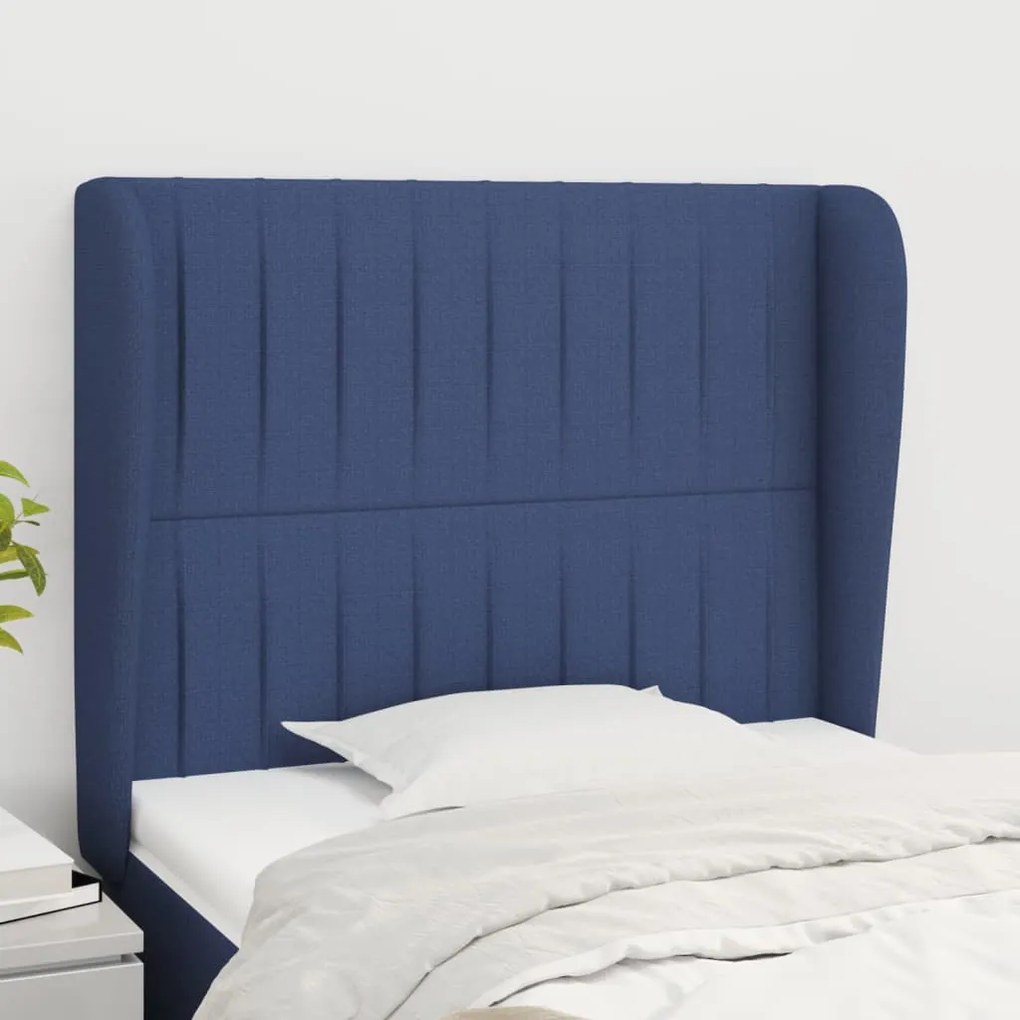 vidaXL Tăblie de pat cu aripioare, albastru, 83x23x118/128 cm, textil