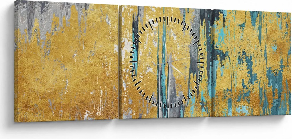 Tablou - Design auriu (cu ceas) (90x30 cm)