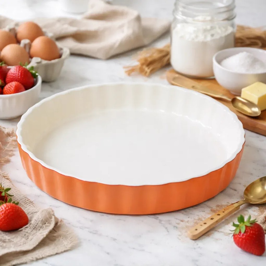 Tava Din Lut Cheesecake, Semi Glazurata, Rotunda, Φ33 x 1,5 cm