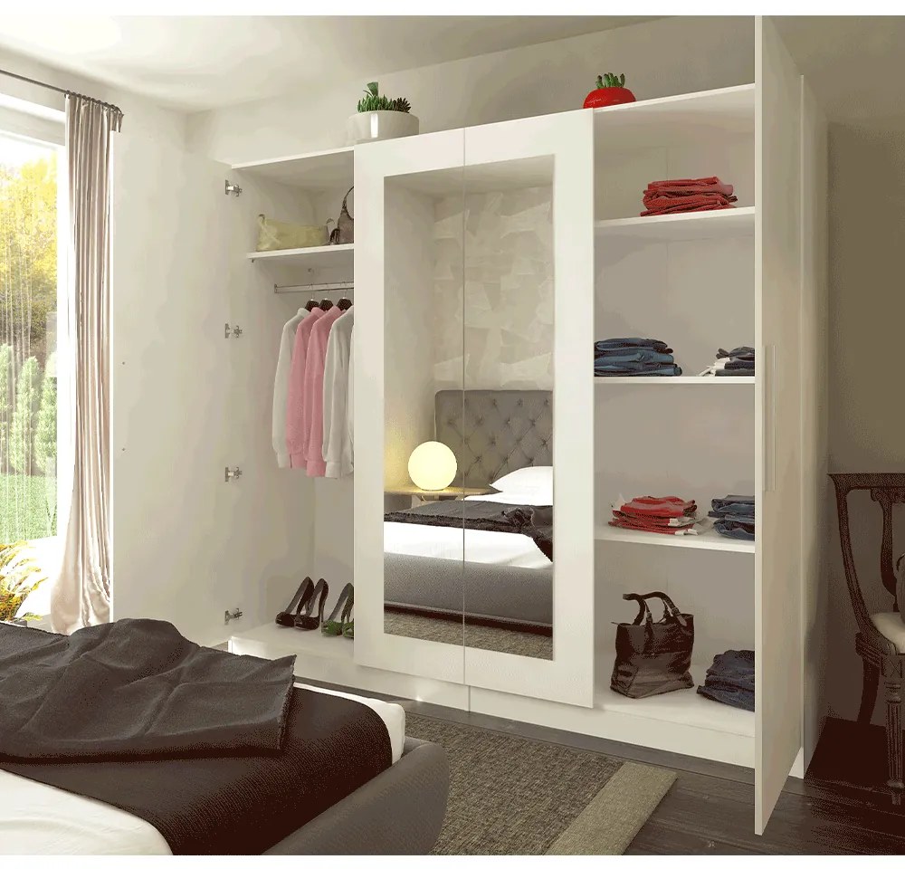 Dulap cu patru uşi, alb, MATISA