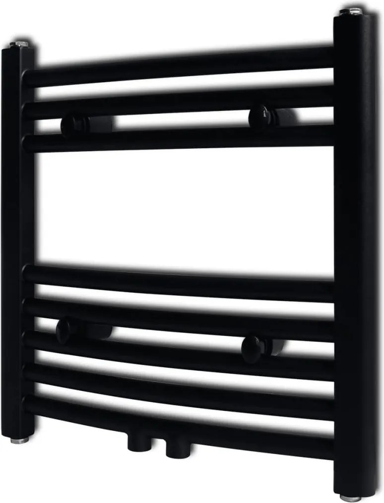 vidaXL Radiator port-prosop încălzire centrală baie, curbat, negru 480x480 mm