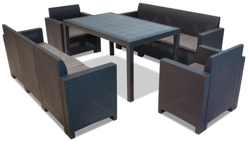 Set de terasă din technoratan Nebraska Apetito 8 antracit Bica