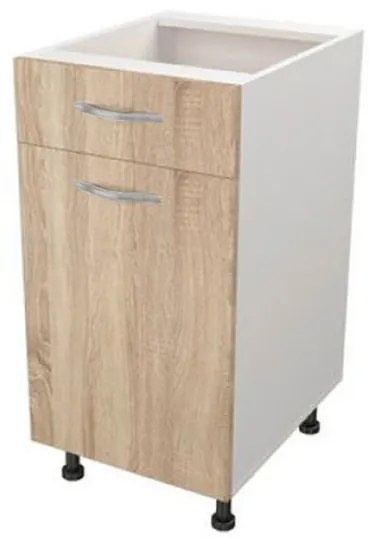 Corp de bucatarie cu sertar, 40x50x80 cm, PAL Alb/Stejar