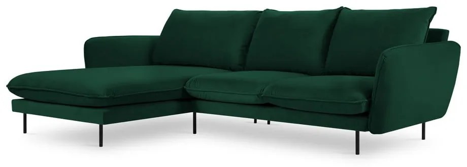 Colțar verde închis cu tapițerie din catifea (cu colțar pe partea stângă ) Vienna – Cosmopolitan Design