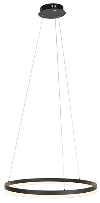 Lampă suspendată de design neagră 60 cm cu LED inclus cu dimmer în 3 trepte - Anello