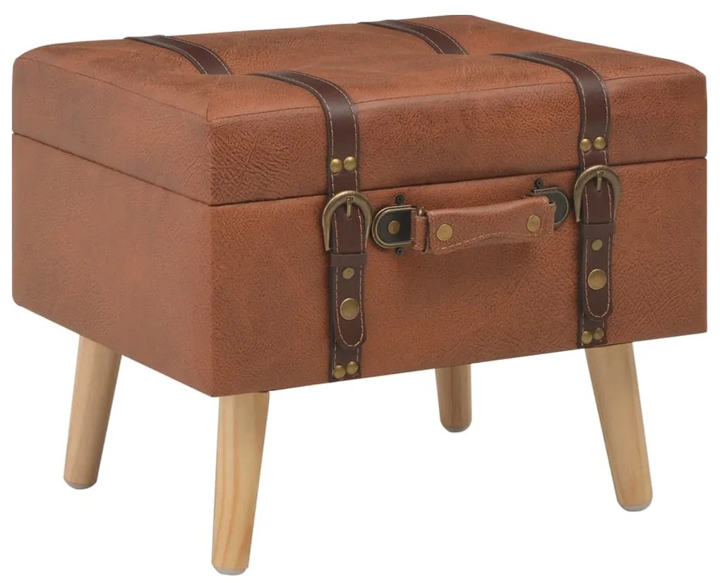 247530 vidaXL Taburet cu depozitare, 40 cm, cafeniu-roșiatic, piele ecologică