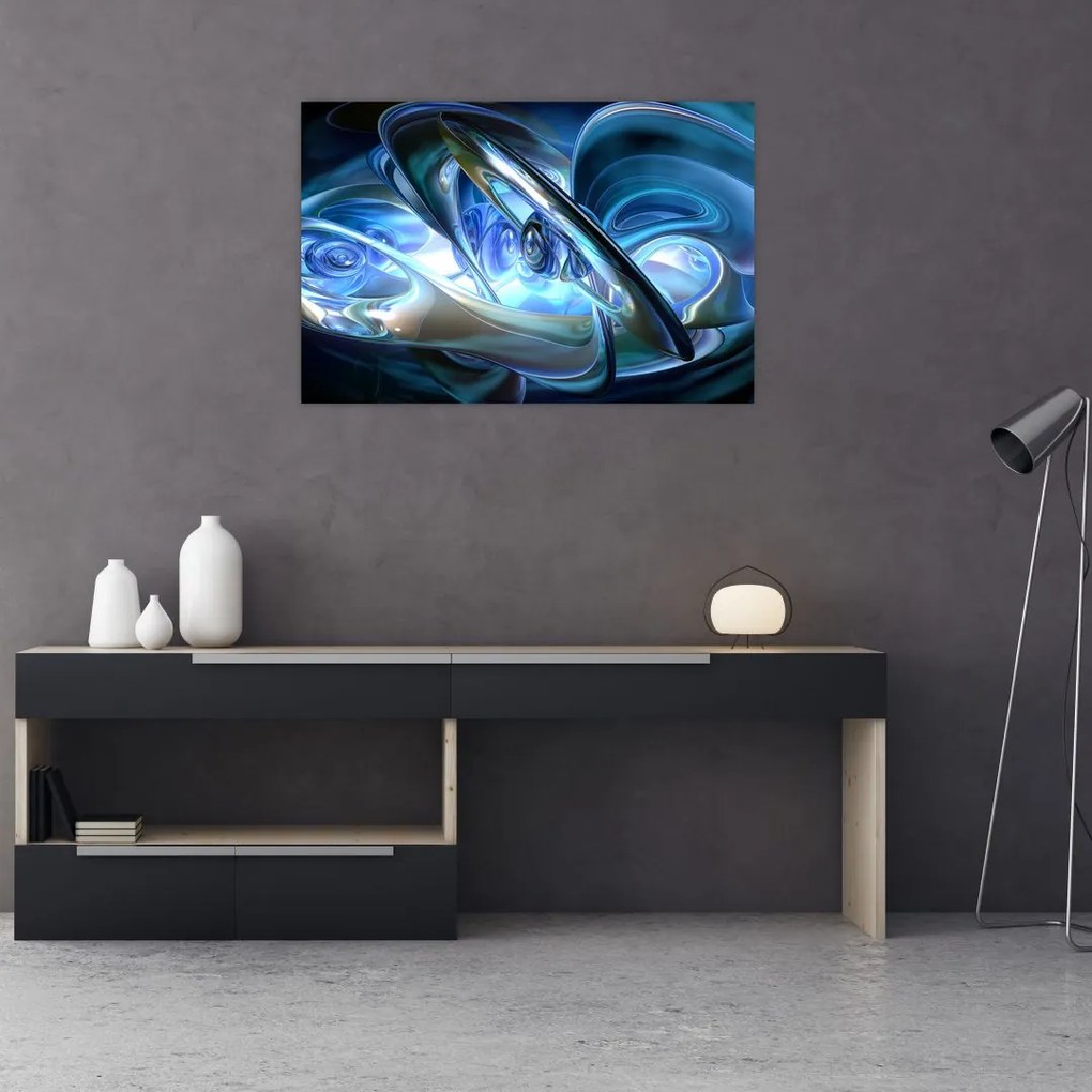 Tabloul fractalilor în albastru (90x60 cm)