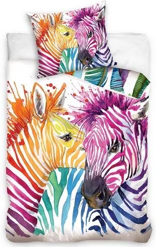 Lenjerie de pat Color Zebra, din bumbac, 140 x 200 cm, 70 x 80 cm