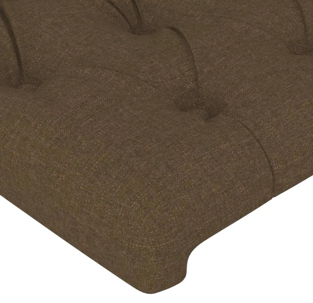Cadru de pat cu tablie, maro inchis, 160x200 cm, textil Maro inchis, 160 x 200 cm, Design cu nasturi