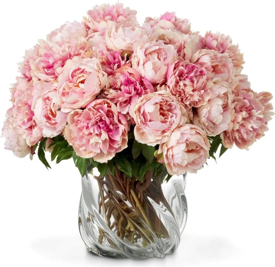 Buchet artificial LUX din 48 de bujori roz, Peonies