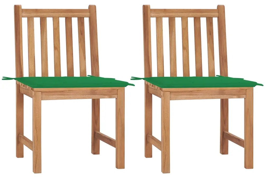 vidaXL Scaune de grădină cu perne, 2 buc., lemn masiv de tec