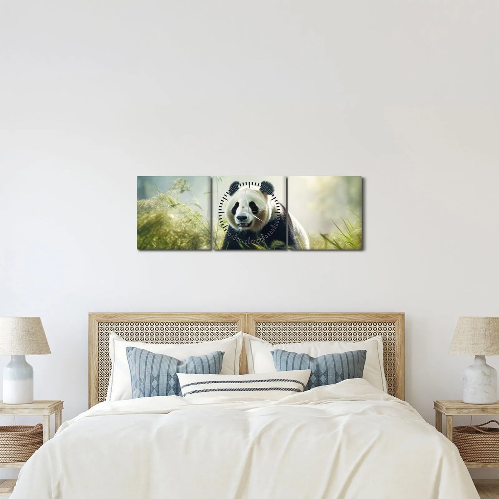 Tablou - Panda (cu ceas) (90x30 cm)