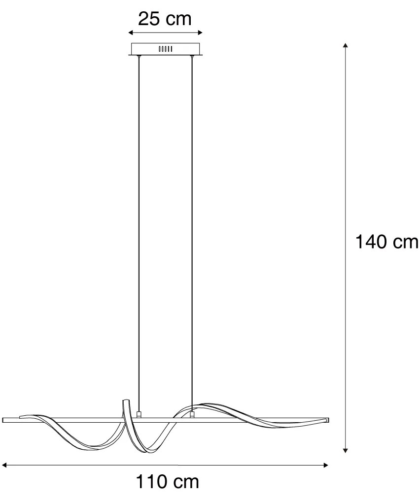 Lampă suspendată de design neagră 110cm incl. LED cu 3 trepte de intensitate luminoasă - Wokkel